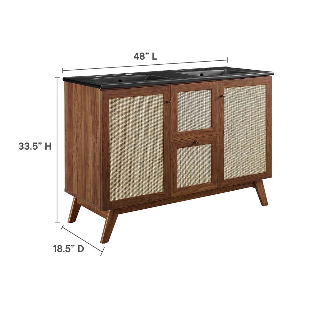 Soma 48" Double Sink Bathroom Vanity in Walnut Black by Modway - Image 2