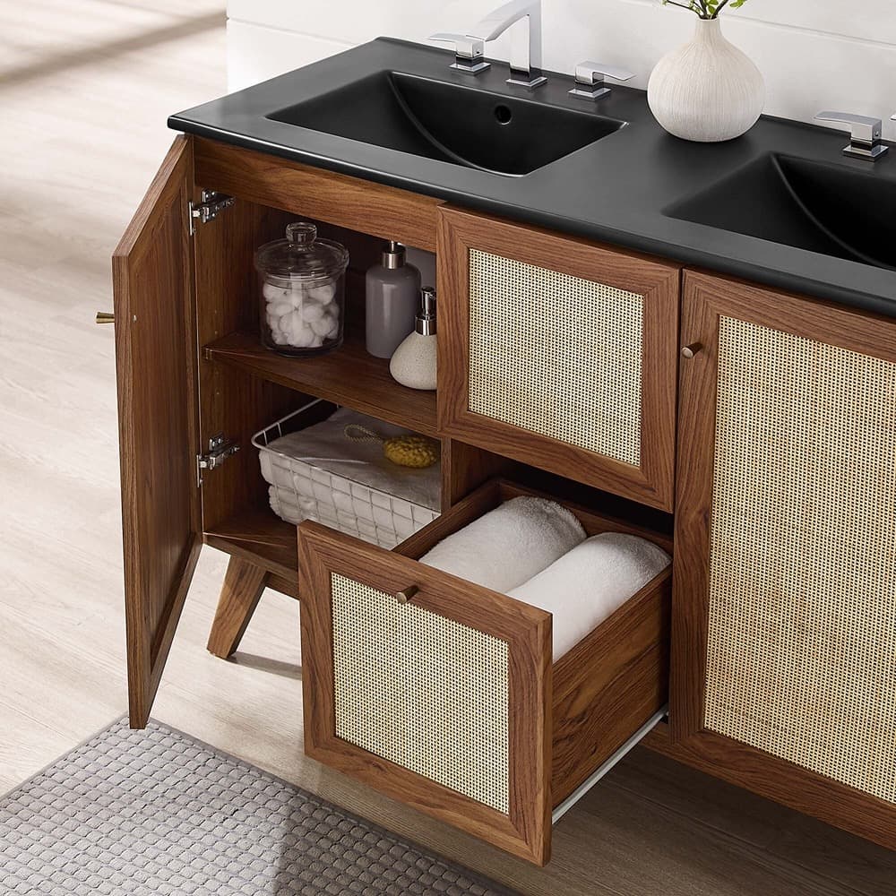 Soma 48" Double Sink Bathroom Vanity in Walnut Black by Modway - Image 17