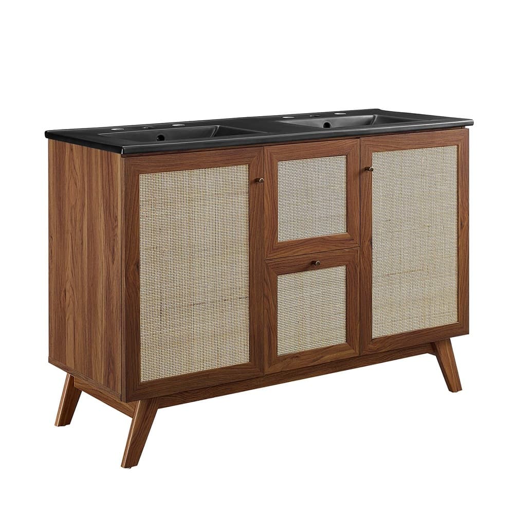 Soma 48" Double Sink Bathroom Vanity in Walnut Black by Modway