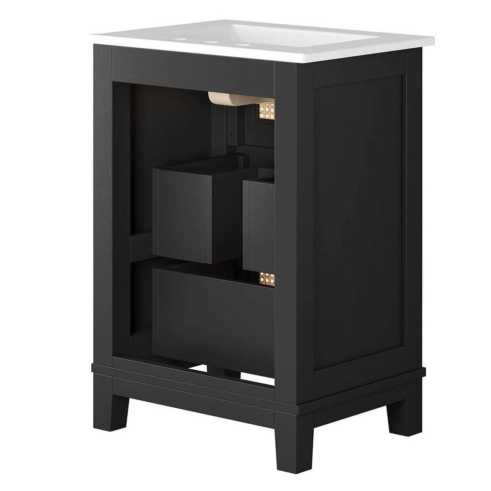 Dixie 24" Solid Wood Bathroom Vanity in Black White by Modway - Image 5