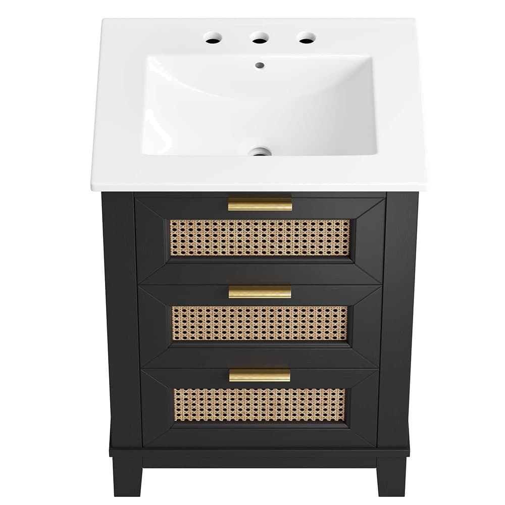 Dixie 24" Solid Wood Bathroom Vanity in Black White by Modway - Image 7