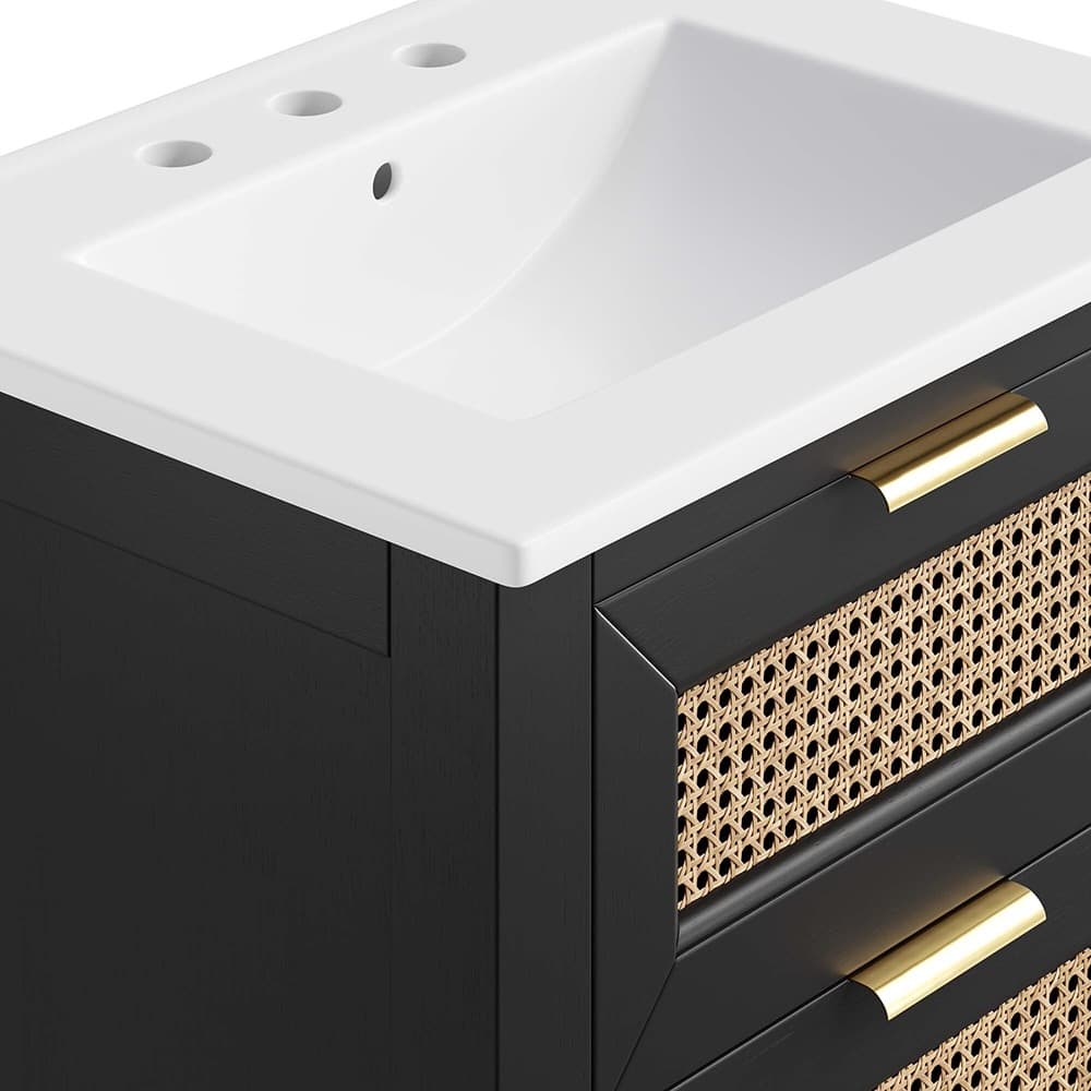 Dixie 24" Solid Wood Bathroom Vanity in Black White by Modway - Image 9