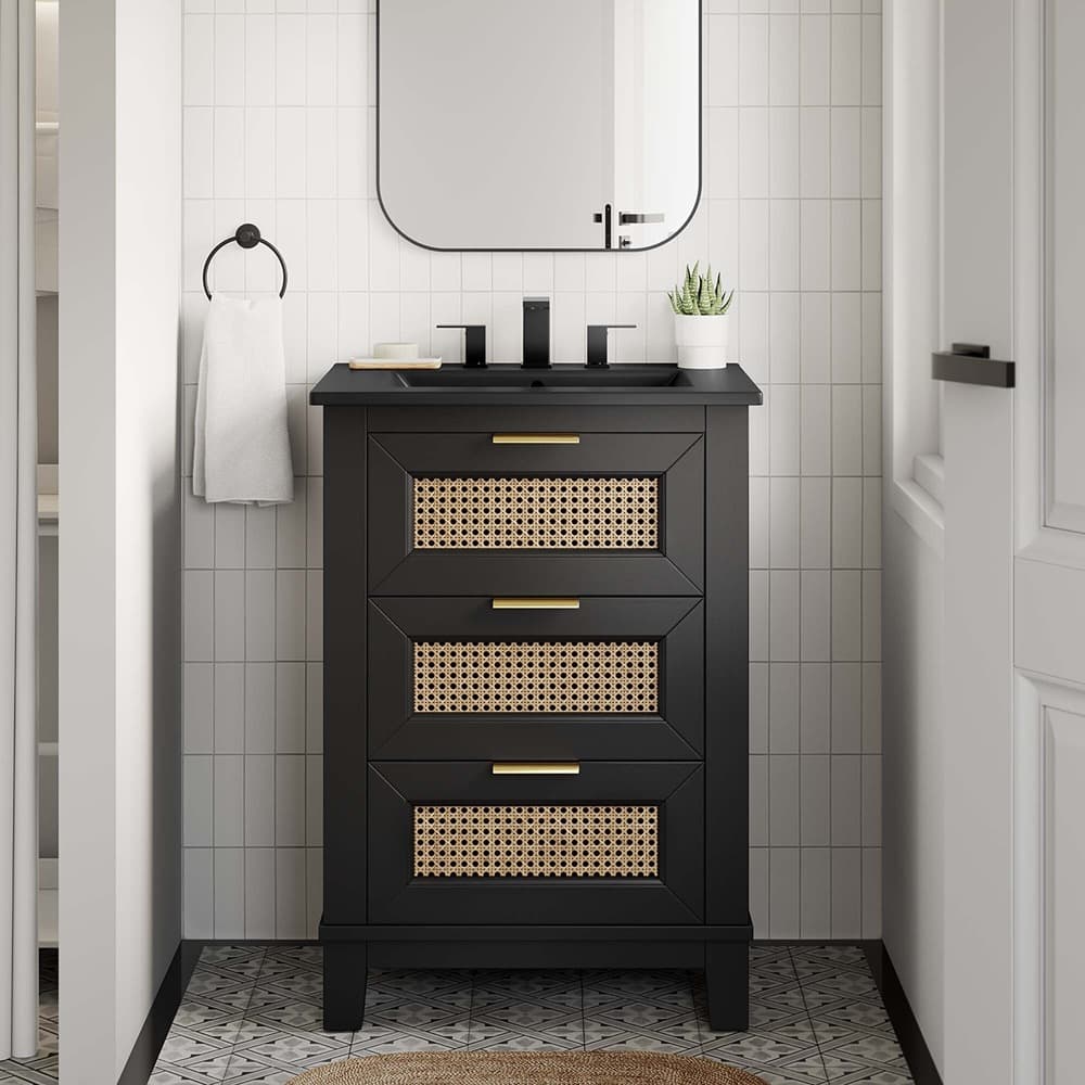 Dixie 24" Solid Wood Bathroom Vanity Cabinet in Black Black by Modway - Image 10