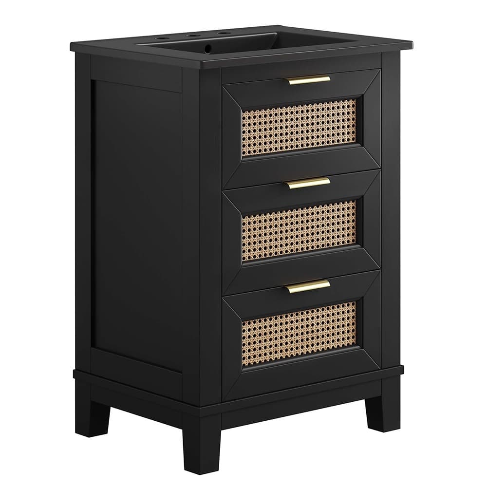 Dixie 24" Solid Wood Bathroom Vanity Cabinet in Black Black by Modway