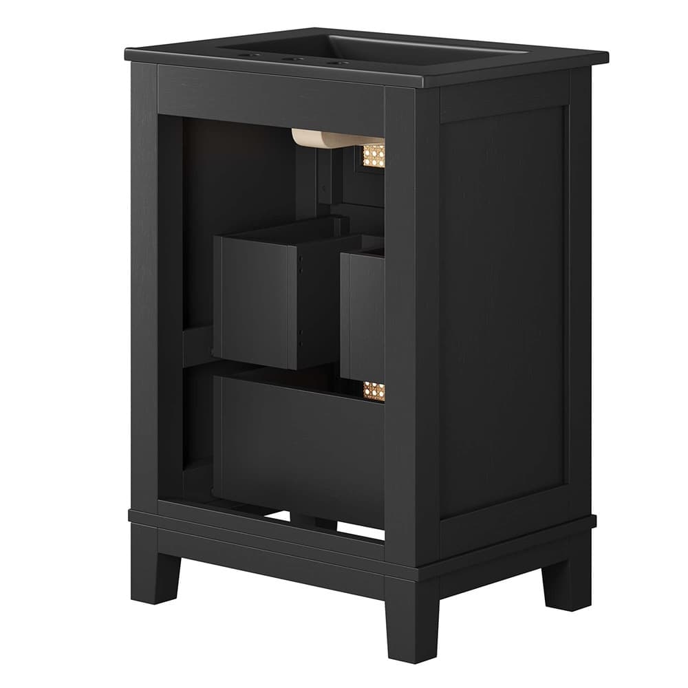Dixie 24" Solid Wood Bathroom Vanity Cabinet in Black Black by Modway - Image 5