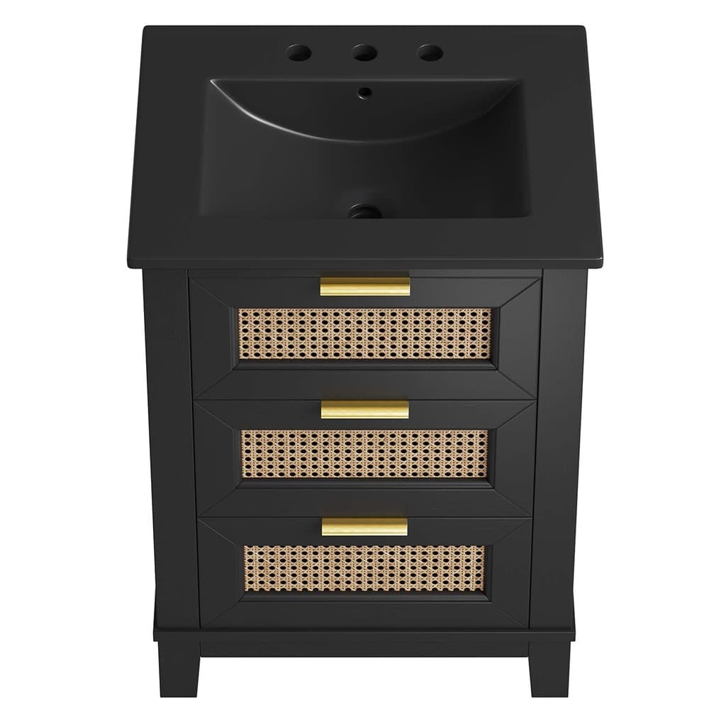 Dixie 24" Solid Wood Bathroom Vanity Cabinet in Black Black by Modway - Image 7