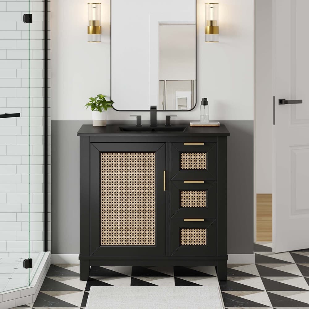 Dixie 36" Solid Wood Bathroom Vanity Cabinet in Black Black by Modway - Image 12