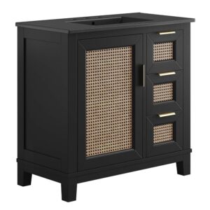 Dixie 36" Solid Wood Bathroom Vanity Cabinet in Black Black by Modway