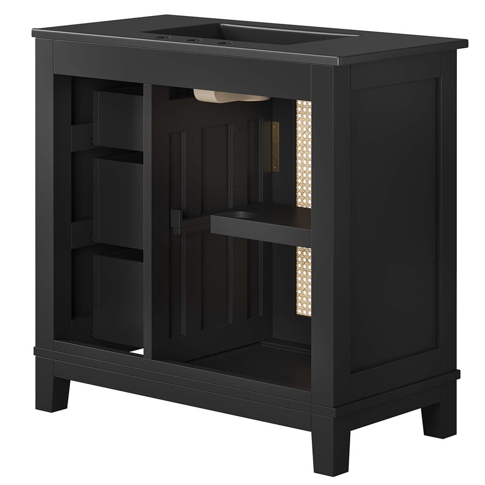 Dixie 36" Solid Wood Bathroom Vanity Cabinet in Black Black by Modway - Image 5