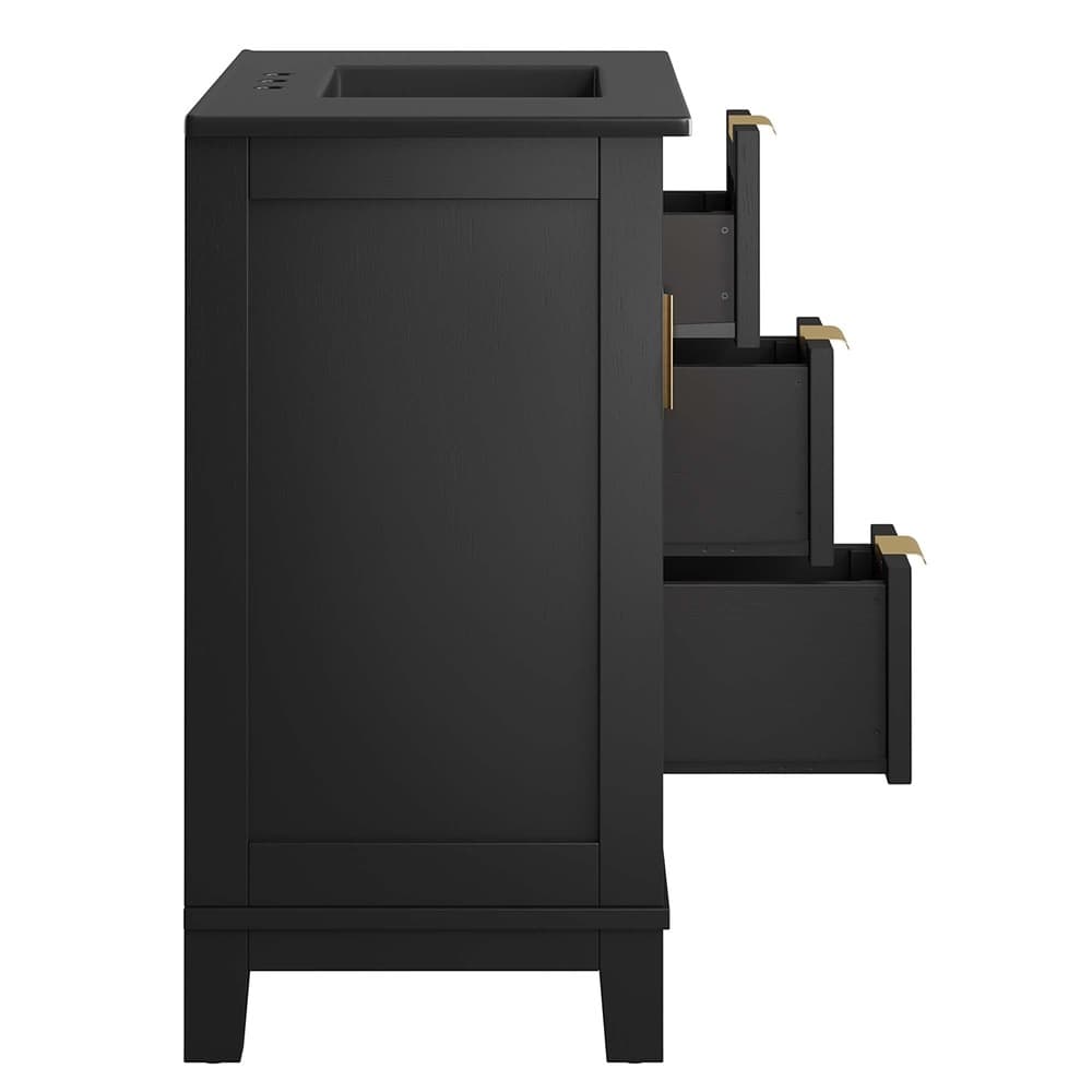 Dixie 36" Solid Wood Bathroom Vanity Cabinet in Black Black by Modway - Image 9