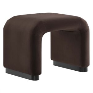 Koda Performance Velvet Waterfall Stool in Black Chocolate Brown by Modway