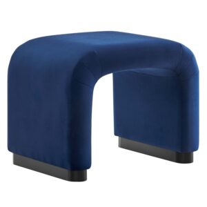 Koda Performance Velvet Waterfall Stool in Black Midnight Blue by Modway