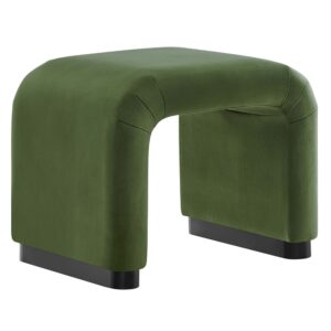 Koda Performance Velvet Waterfall Stool in Black Moss Green by Modway