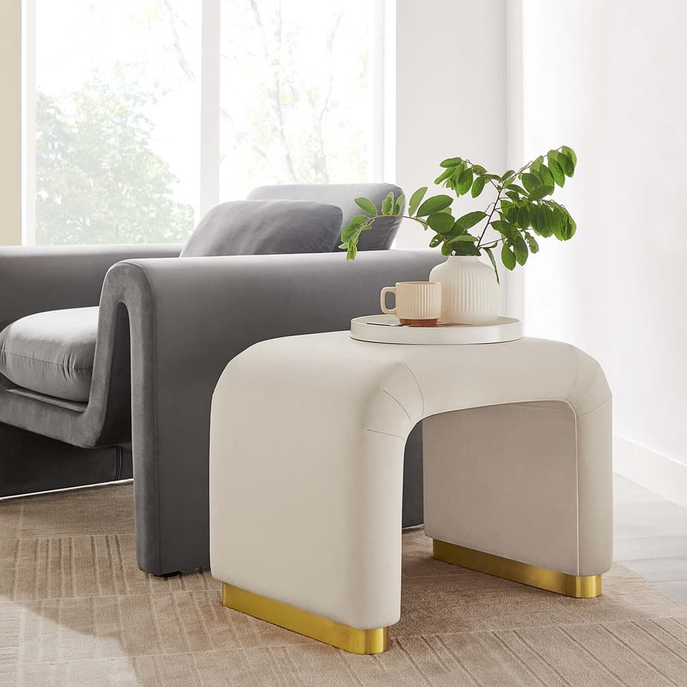 Koda Performance Velvet Waterfall Stool in Brass Almond by Modway - Image 8