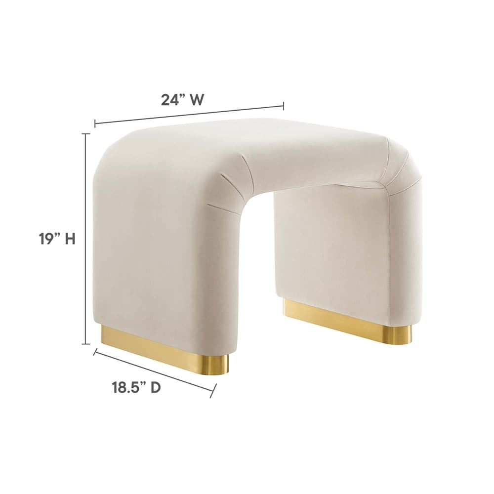 Koda Performance Velvet Waterfall Stool in Brass Almond by Modway - Image 3