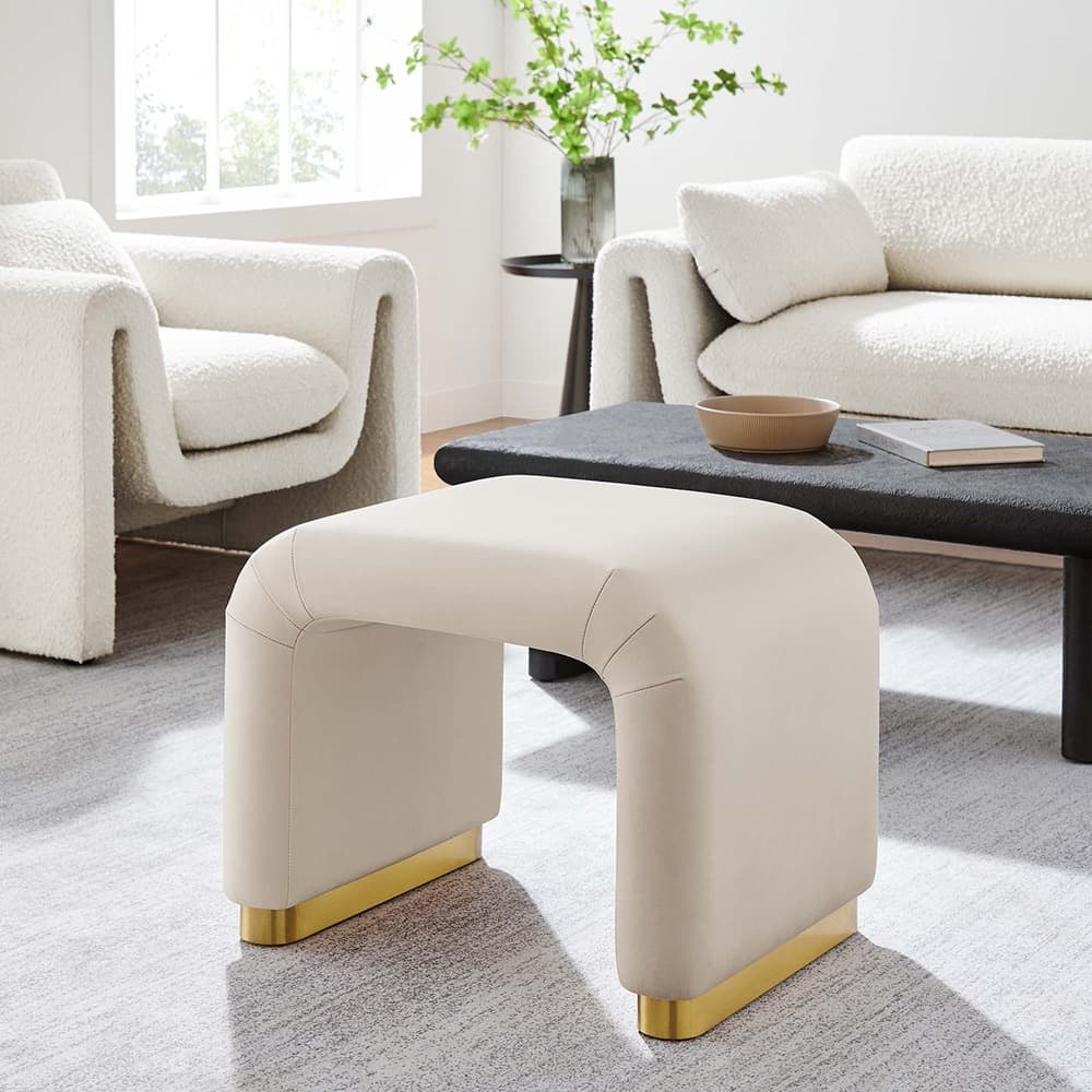 Koda Performance Velvet Waterfall Stool in Brass Almond by Modway - Image 10