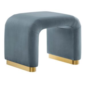 Koda Performance Velvet Waterfall Stool in Brass Cadet Blue by Modway