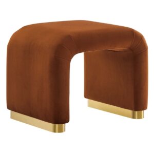 Koda Performance Velvet Waterfall Stool in Brass Rust by Modway