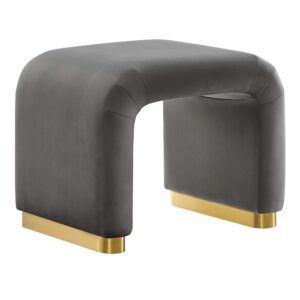 Koda Performance Velvet Waterfall Stool in Brass Storm Gray by Modway