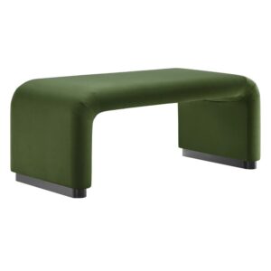Koda Performance Velvet Waterfall Ottoman in Black Moss Green by Modway