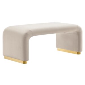 Koda Performance Velvet Waterfall Ottoman in Brass Almond by Modway
