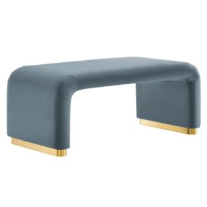 Koda Performance Velvet Waterfall Ottoman in Brass Cadet Blue by Modway