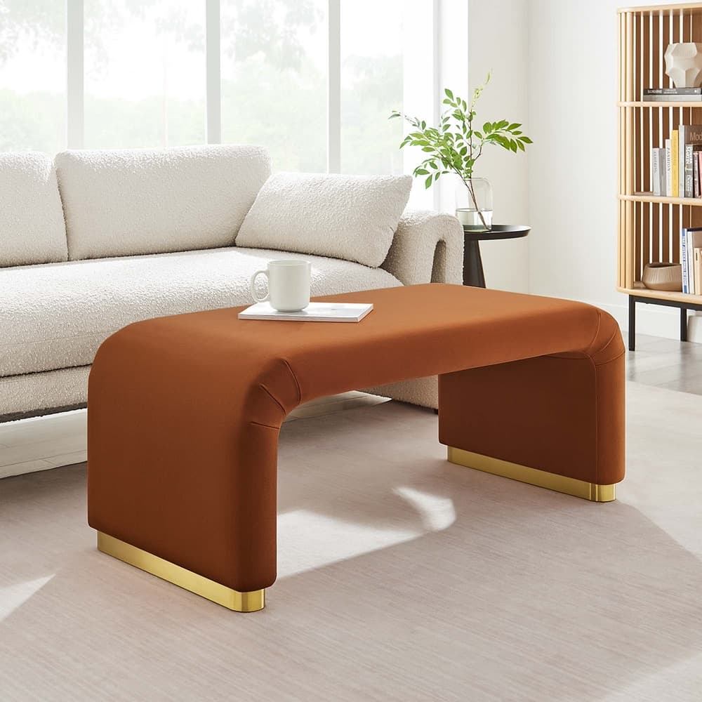 Koda Performance Velvet Waterfall Ottoman in Brass Rust by Modway - Image 8