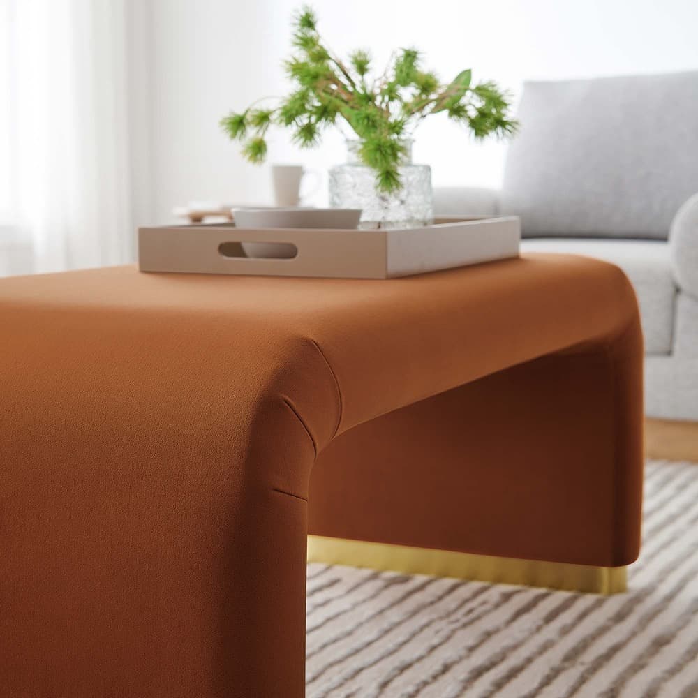 Koda Performance Velvet Waterfall Ottoman in Brass Rust by Modway - Image 9