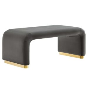Koda Performance Velvet Waterfall Ottoman in Brass Storm Gray by Modway