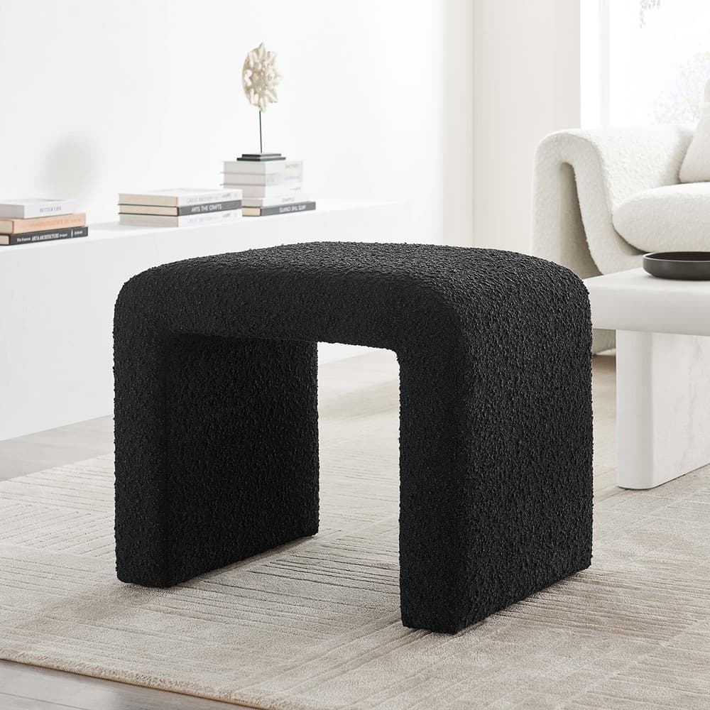 Simba Boucle Fabric Waterfall Stool in Black by Modway - Image 8