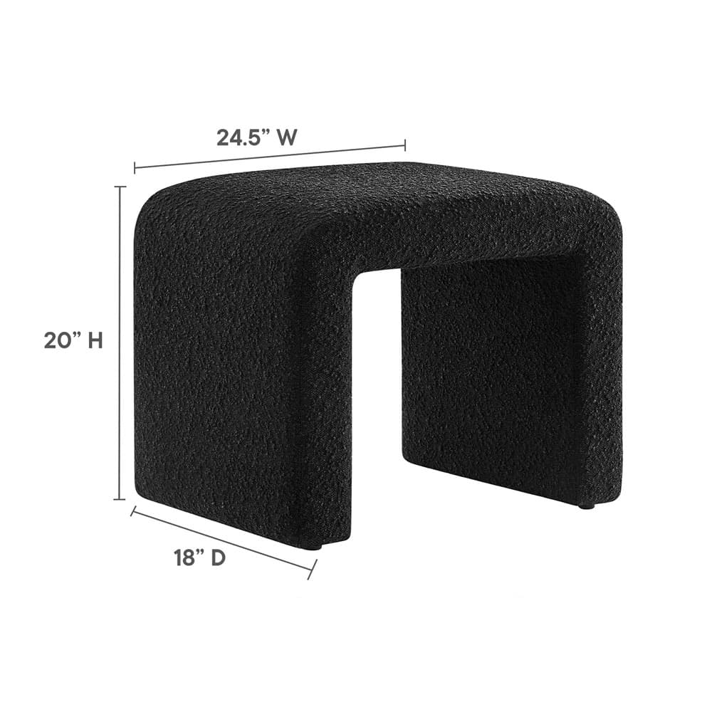 Simba Boucle Fabric Waterfall Stool in Black by Modway - Image 3