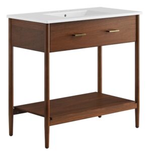 Zaire 36" Bathroom Vanity in Walnut White by Modway