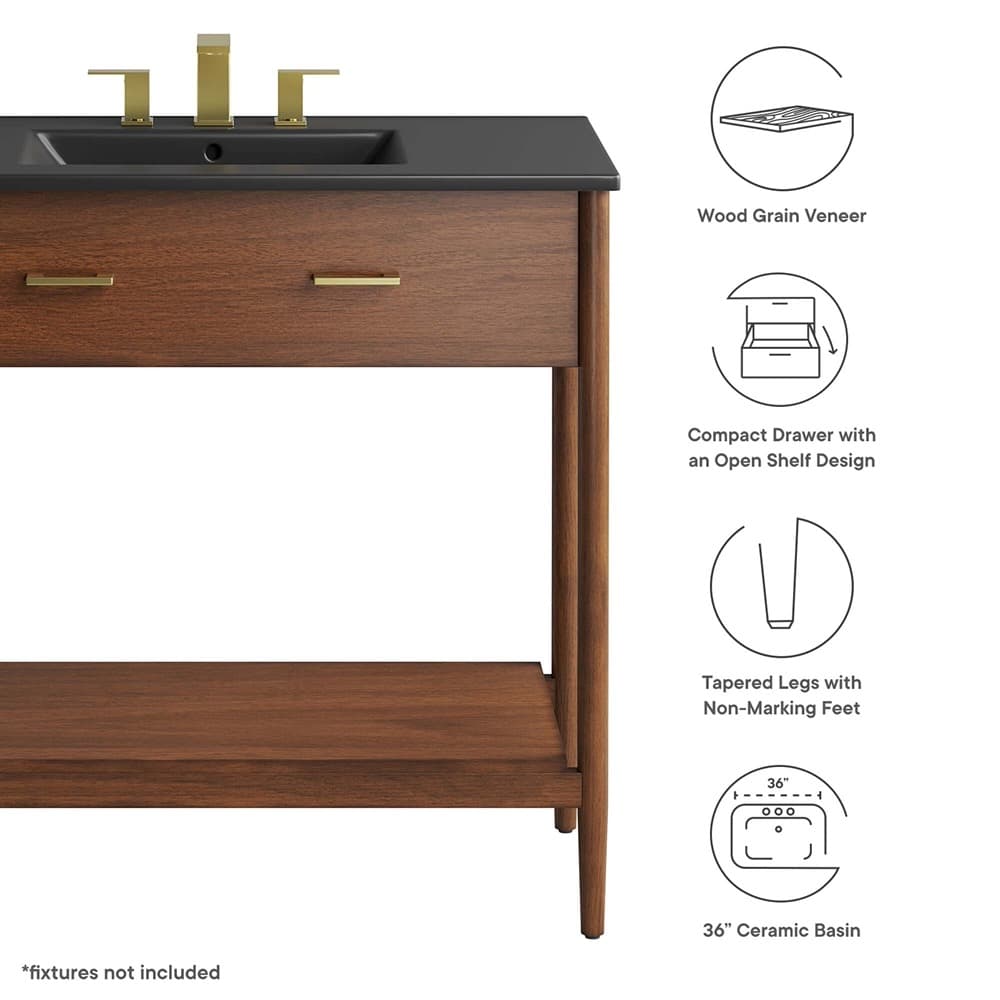 Zaire 36" Bathroom Vanity in Walnut Black by Modway - Image 2