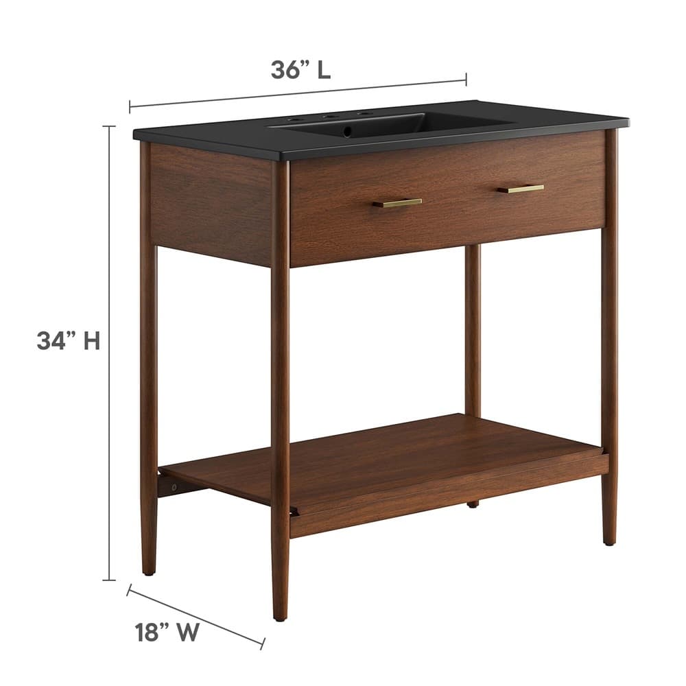 Zaire 36" Bathroom Vanity in Walnut Black by Modway - Image 3