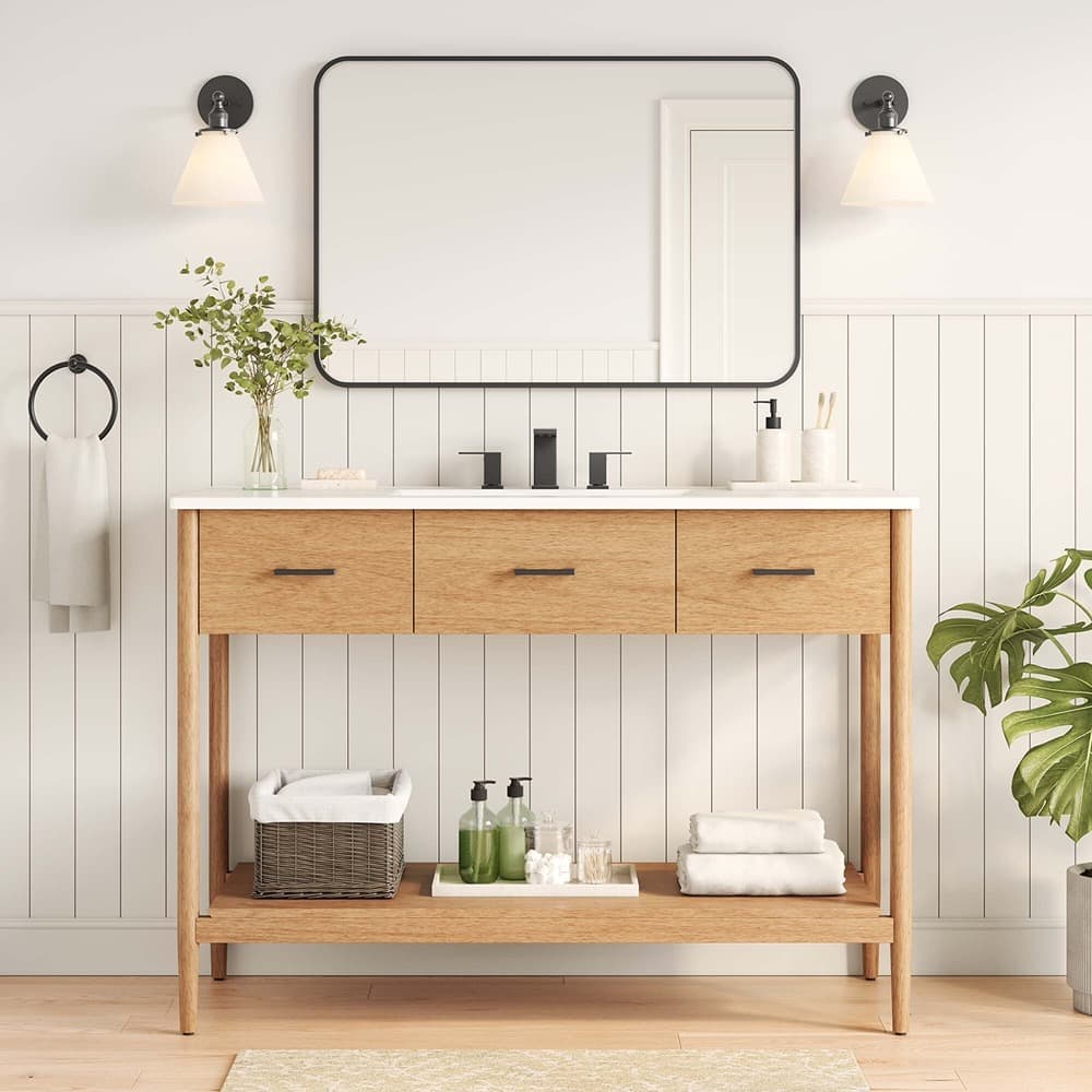 Zaire 48" Single Sink Bathroom Vanity in Natural White by Modway - Image 9