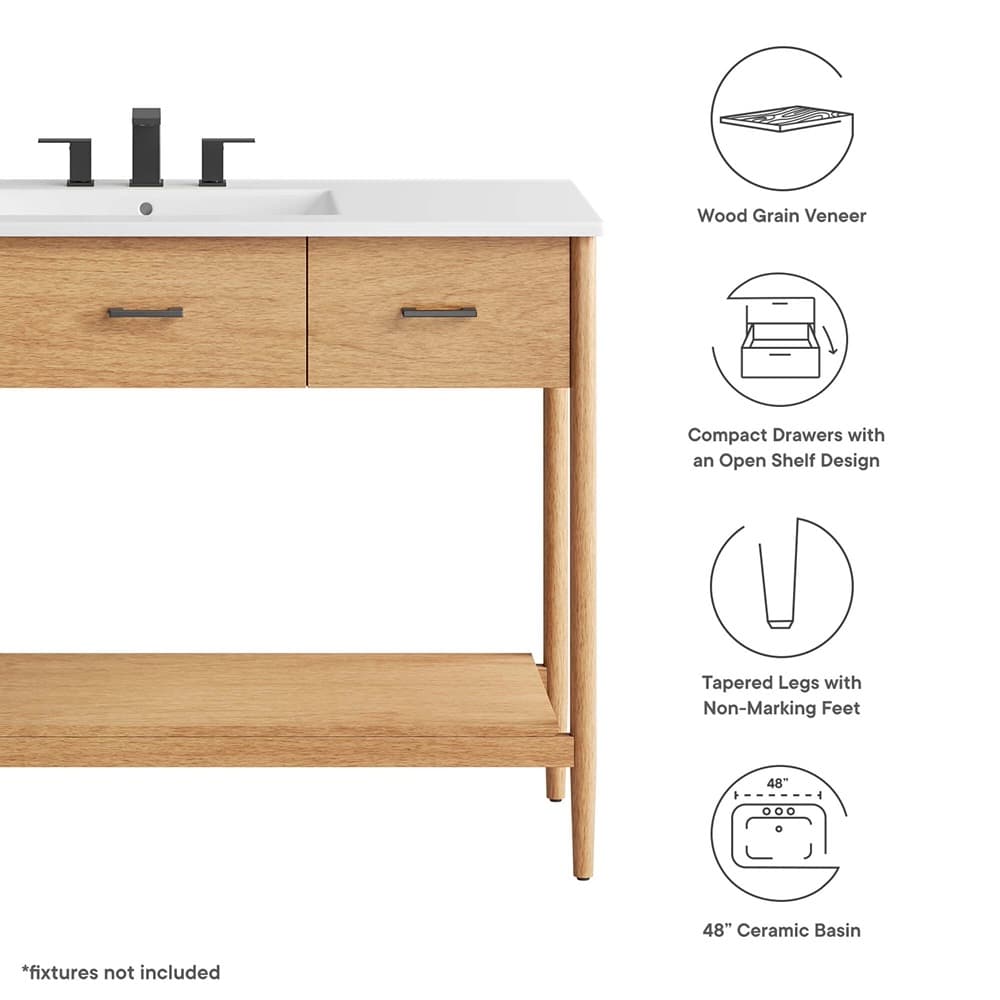 Zaire 48" Single Sink Bathroom Vanity in Natural White by Modway - Image 2