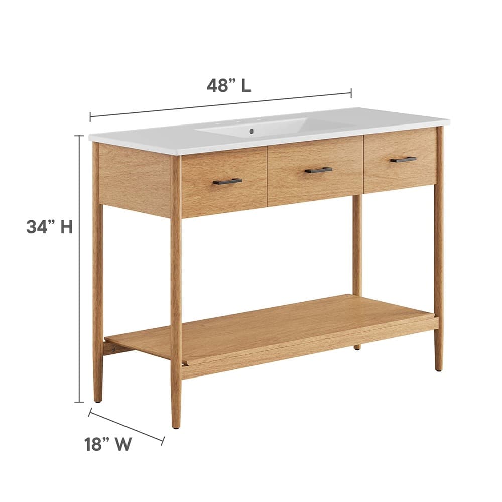 Zaire 48" Single Sink Bathroom Vanity in Natural White by Modway - Image 3