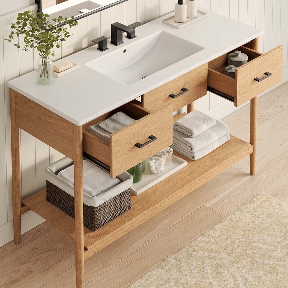 Zaire 48" Single Sink Bathroom Vanity in Natural White by Modway - Image 10