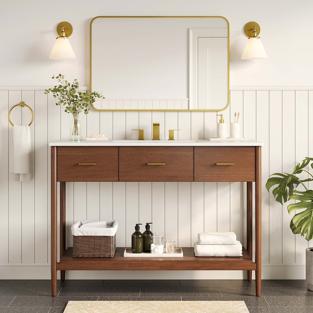 Zaire 48" Single Sink Bathroom Vanity in Walnut White by Modway - Image 9