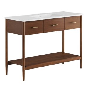 Zaire 48" Single Sink Bathroom Vanity in Walnut White by Modway