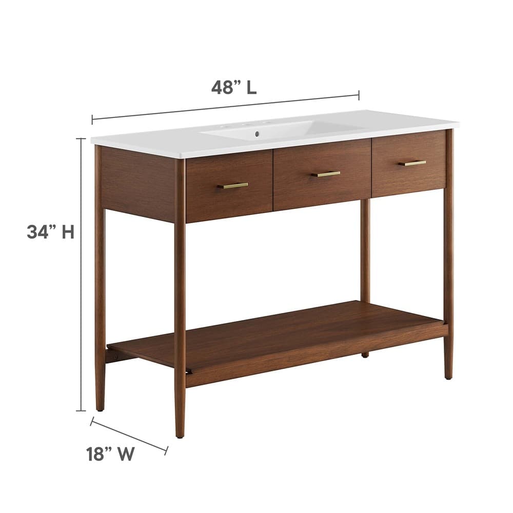 Zaire 48" Single Sink Bathroom Vanity in Walnut White by Modway - Image 3