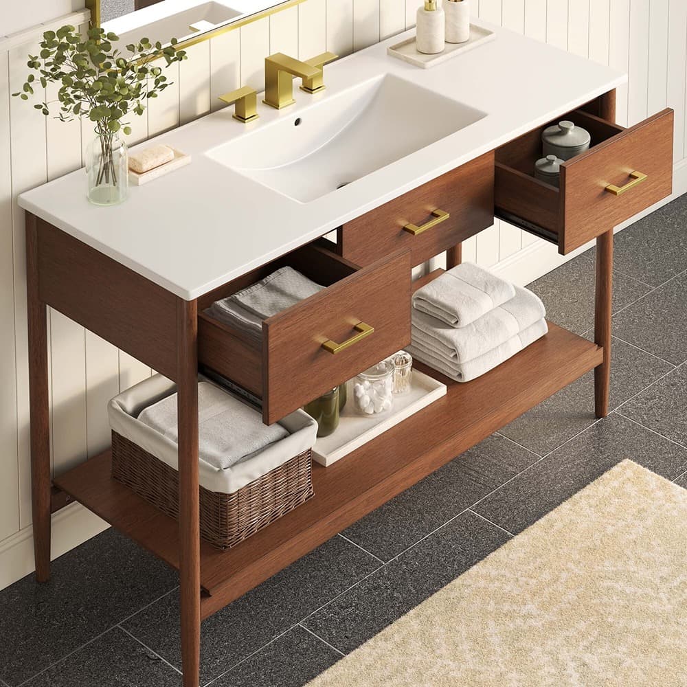 Zaire 48" Single Sink Bathroom Vanity in Walnut White by Modway - Image 10