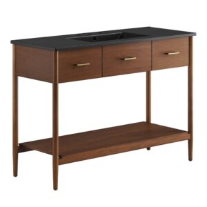 Zaire 48" Single Sink Bathroom Vanity in Walnut Black by Modway