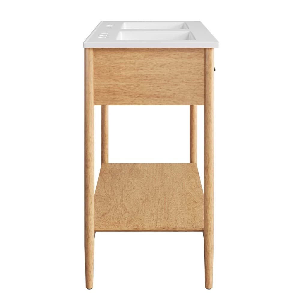 Zaire 48" Double Sink Bathroom Vanity in Natural White by Modway - Image 4