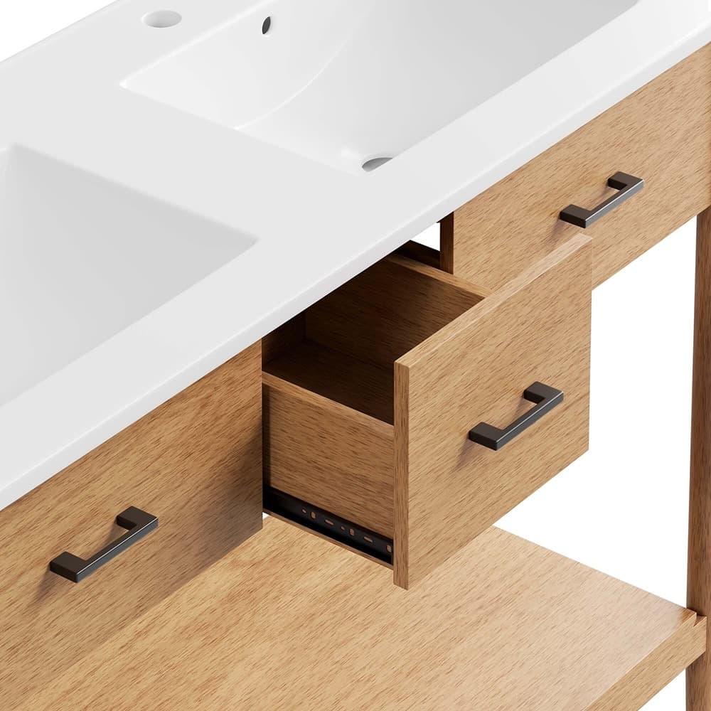 Zaire 48" Double Sink Bathroom Vanity in Natural White by Modway - Image 8