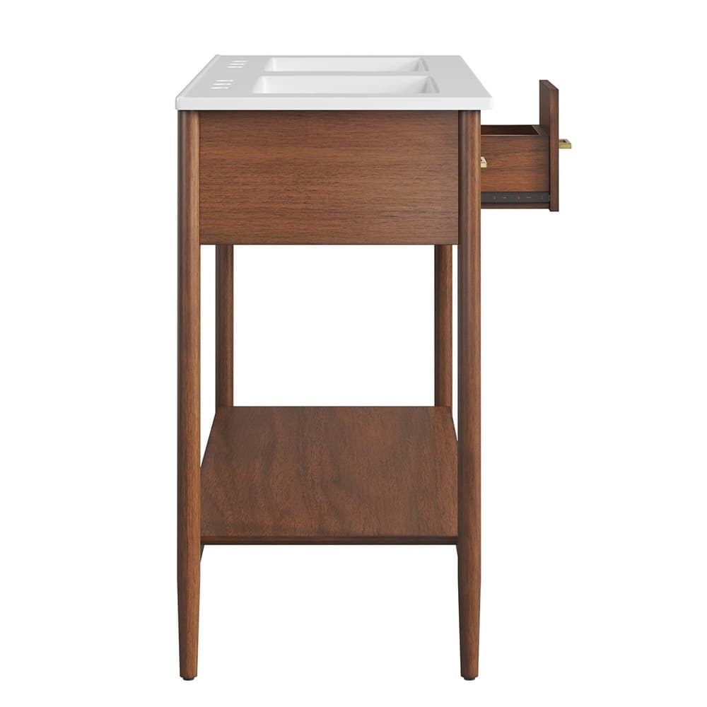 Zaire 48" Double Sink Bathroom Vanity in Walnut White by Modway - Image 7