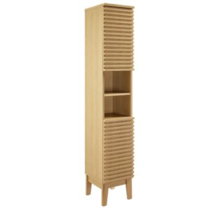 Render Tall Narrow Bathroom Storage Cabinet in Oak by Modway