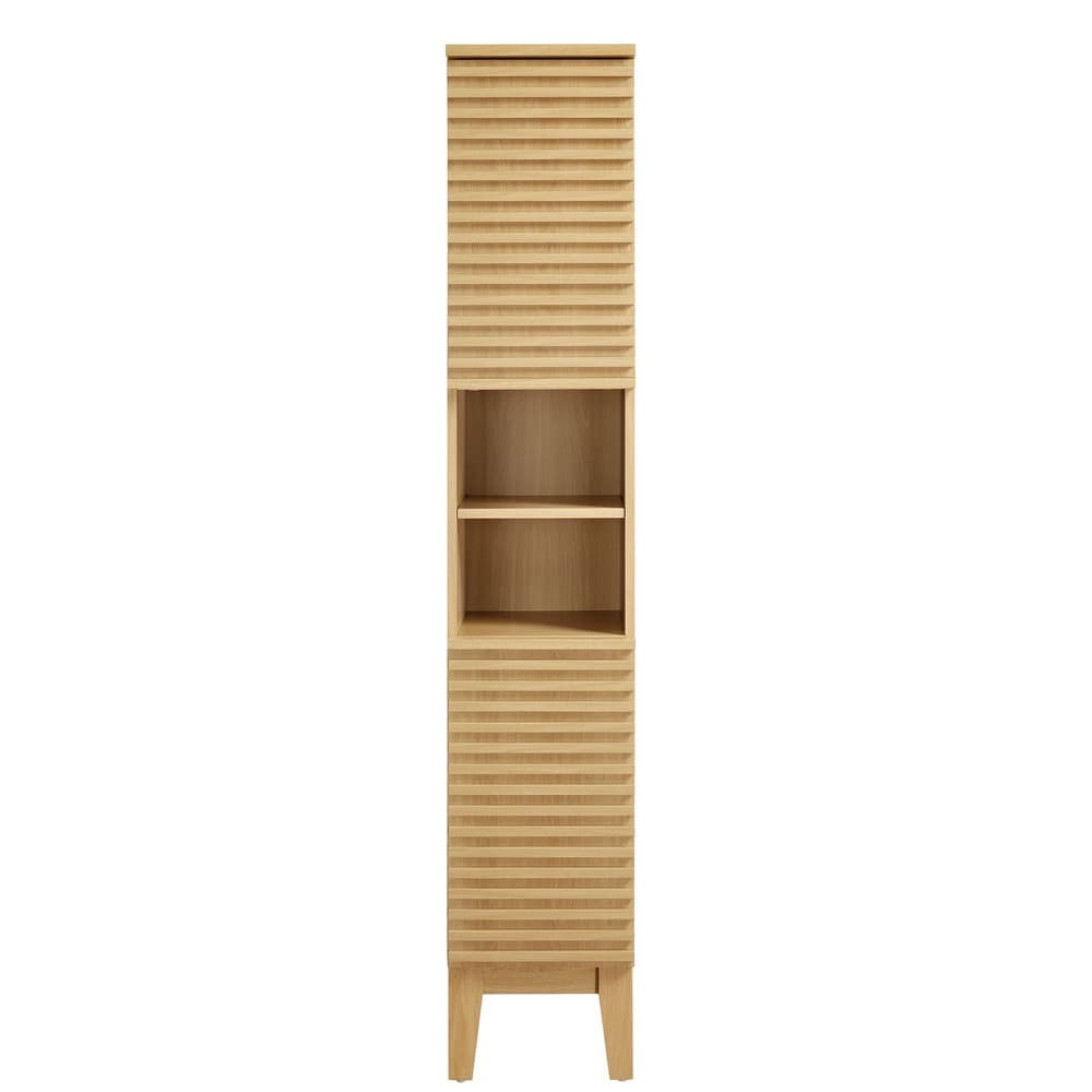 Render Tall Narrow Bathroom Storage Cabinet in Oak by Modway - Image 5