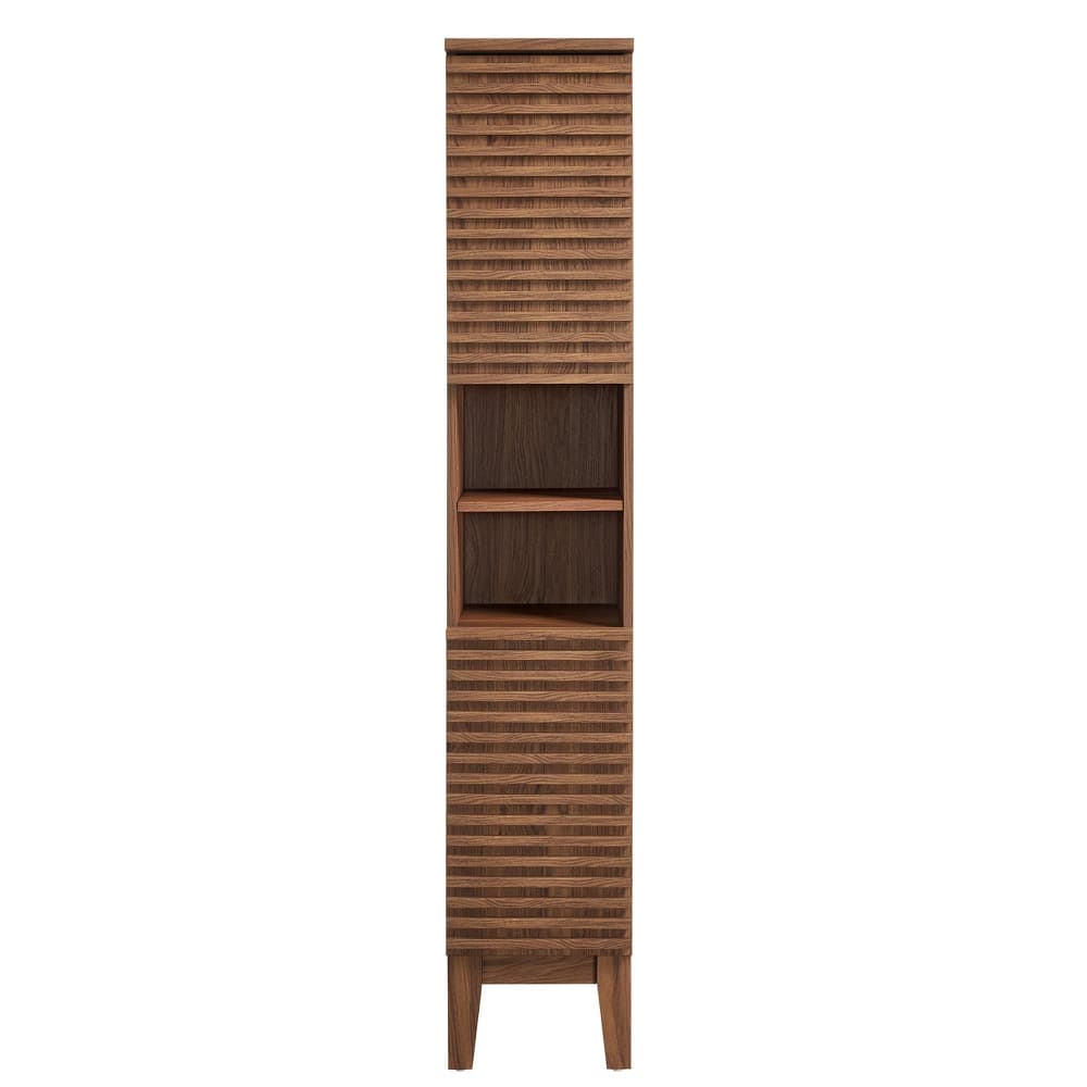 Render Tall Narrow Bathroom Storage Cabinet in Walnut by Modway - Image 5