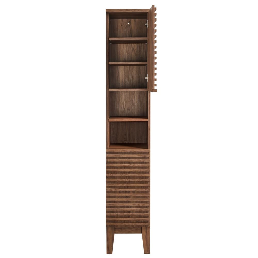 Render Tall Narrow Bathroom Storage Cabinet in Walnut by Modway - Image 6